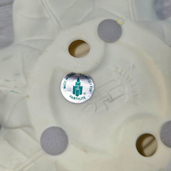 PartyLite Porcelain Magnolia Lotus Flower Blossom Pillar Candle Holder Gold Bead - Picture 8 of 8